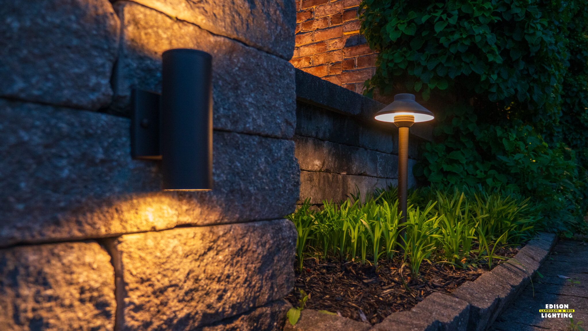Pathway lighting illuminating walkway